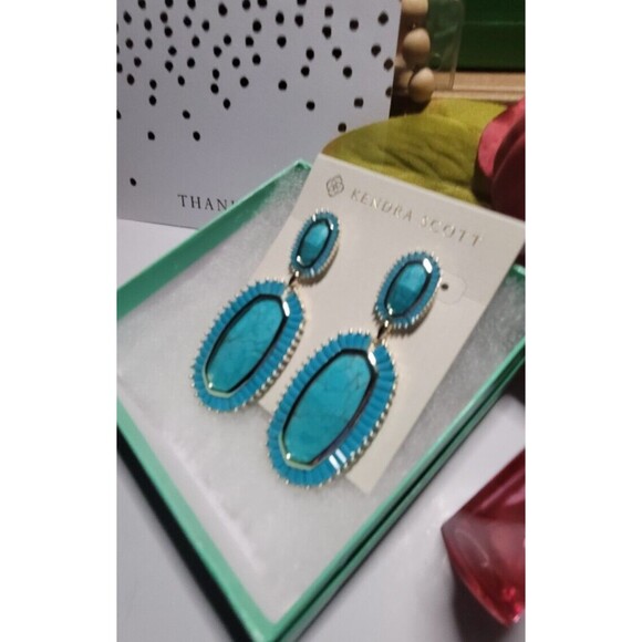 Vintage Kendra Scott Kaki Earrings Turquoise - Picture 10 of 14